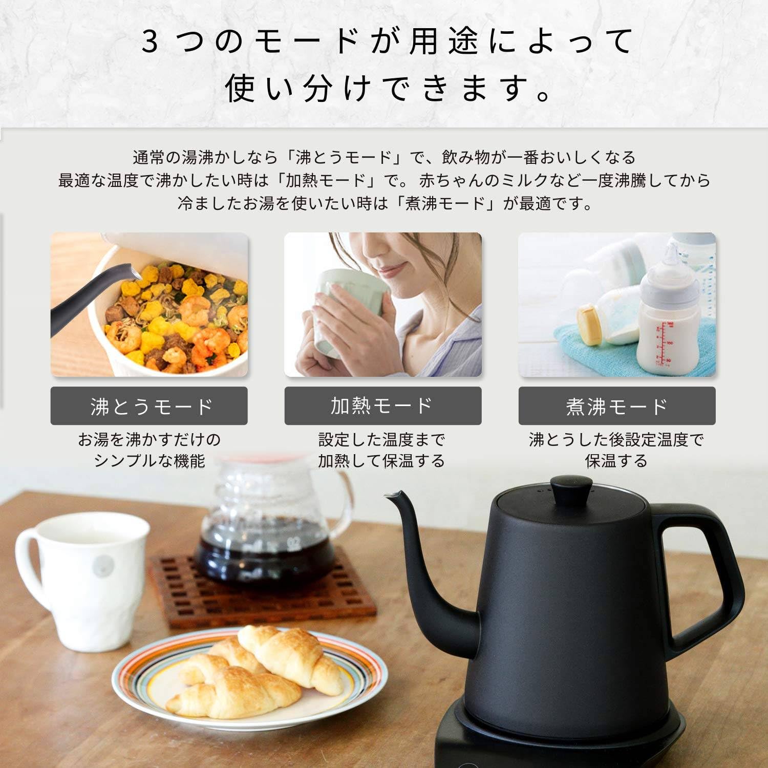 Amazon.co.jp: 温度調節電気ケトル SK-D171 ブラック[容量0.8L/1℃単位